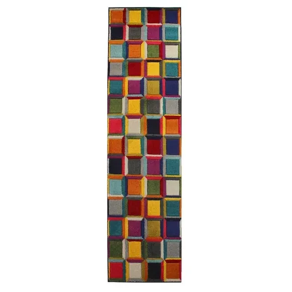 Runner Rug Hand-Carved - Multicoloured, Polypropylene