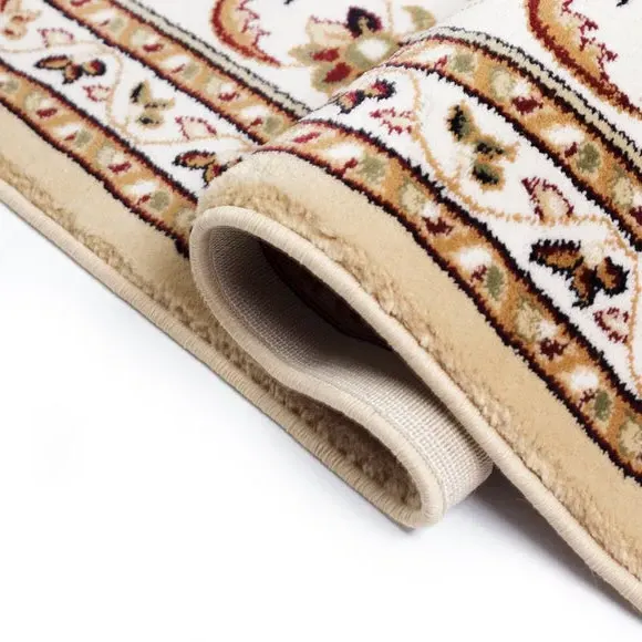 Runner Rug with Border Design - Beige, Polypropylene