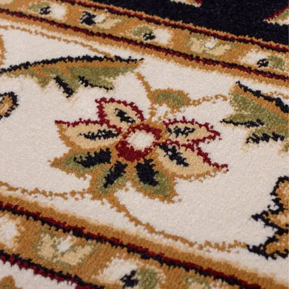 Runner Rug with Border Design - Blue, Polypropylene