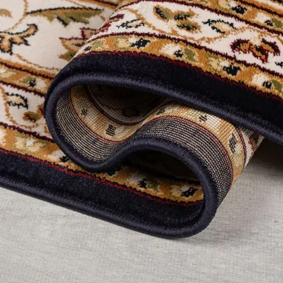 Runner Rug with Border Design - Blue, Polypropylene