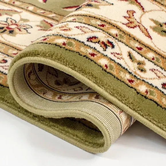 Runner Rug with Border Design - Green, Polypropylene