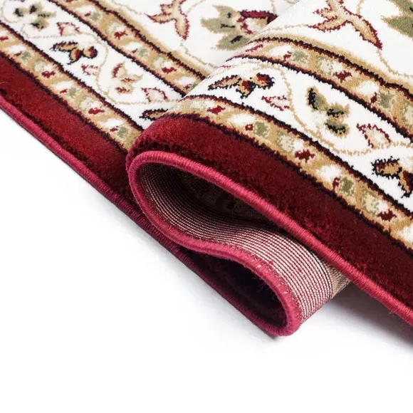 Runner Rug with Border Design - Red, Polypropylene