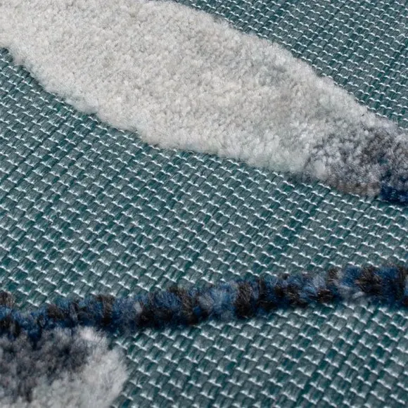 Runner Rug with Floral Design - Blue, Velvet