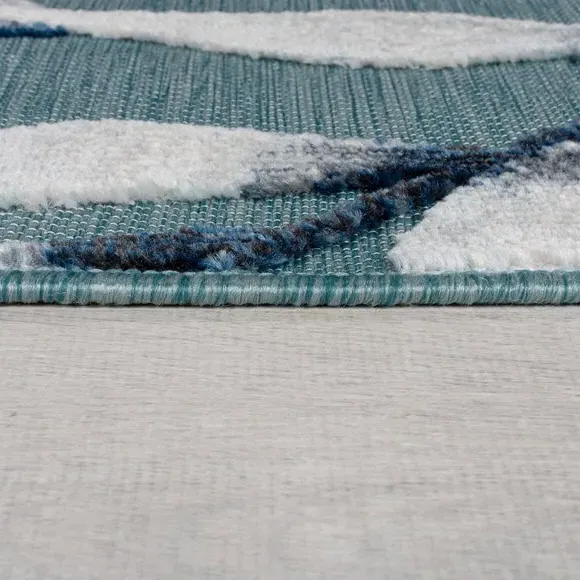 Runner Rug with Floral Design - Blue, Velvet