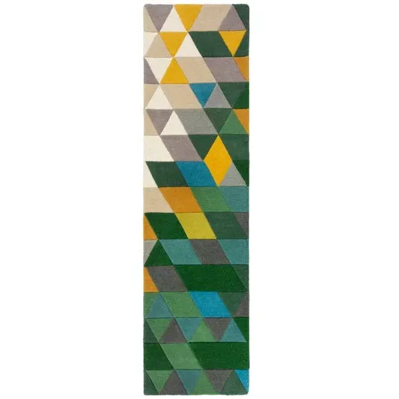 Runner Rug with Hand-Carved Details - Multicolor, Wool