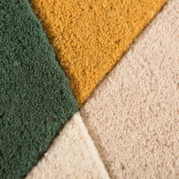 Runner Rug with Hand-Carved Details - Multicolor, Wool