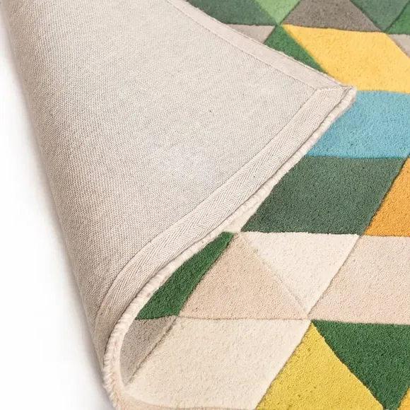 Runner Rug with Hand-Carved Details - Multicolor, Wool