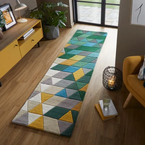 Runner Rug with Hand-Carved Details - Multicolor, Wool image