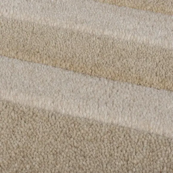 Scallop Border Rug Hand Carved - Natural, Wool