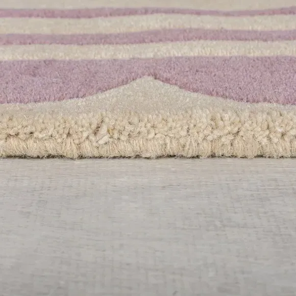 Scallop Border Rug Hand Carved - Purple, Wool