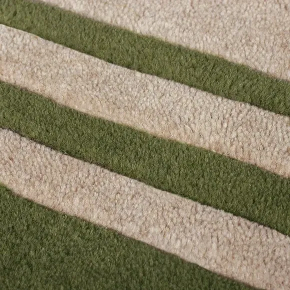 Scallop Border Wool Runner - Green, Wool