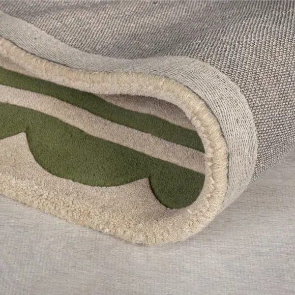 Scallop Border Wool Runner - Green, Wool