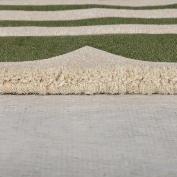 Scallop Border Wool Runner - Green, Wool
