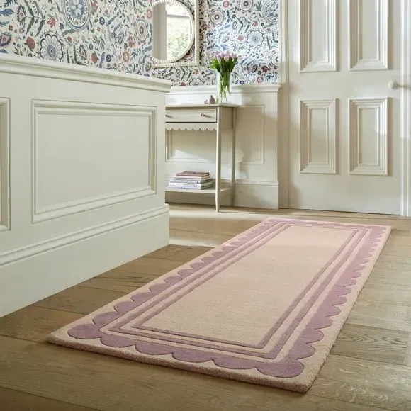 Scallop Border Wool Runner - Purple, Wool