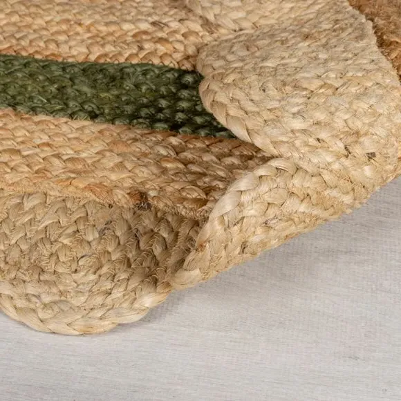 Scalloped Edge Rug - Green, Jute