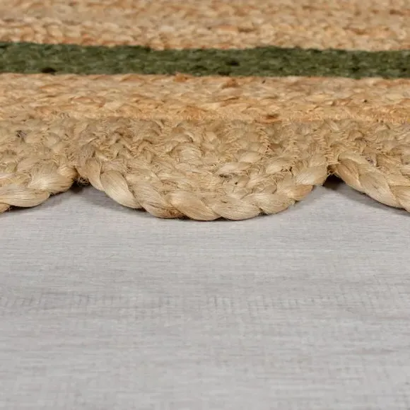 Scalloped Edge Rug - Green, Jute