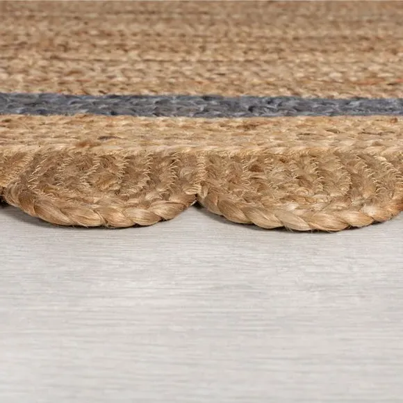 Scalloped Edge Rug - Grey, Jute