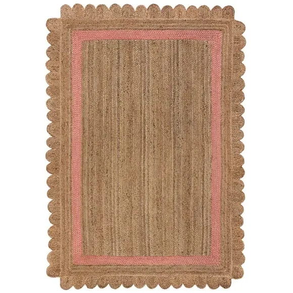 Scalloped Edge Rug - Pink, Jute