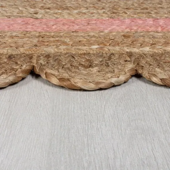 Scalloped Edge Rug - Pink, Jute
