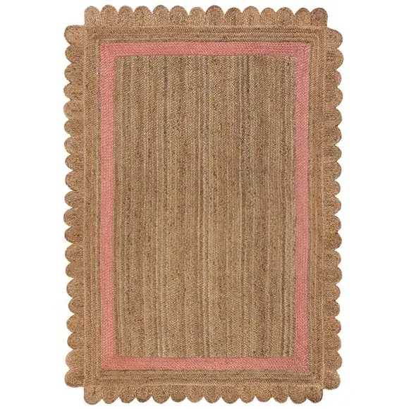 Scalloped Edge Rug - Pink, Jute