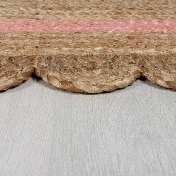 Scalloped Edge Rug - Pink, Jute