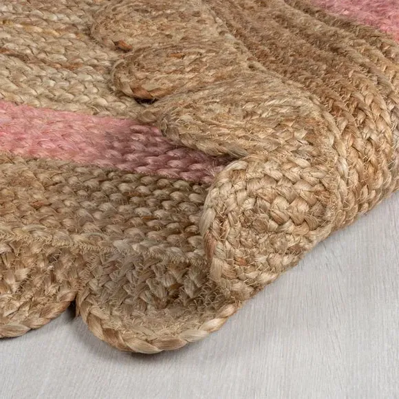 Scalloped Edge Rug - Pink, Jute