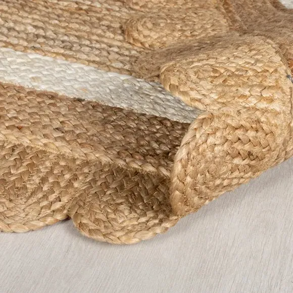 Scalloped Edge Rug - White, Jute