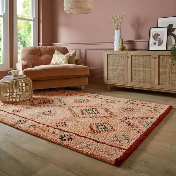 Shaggy Berber Rug - Pink, Wool image