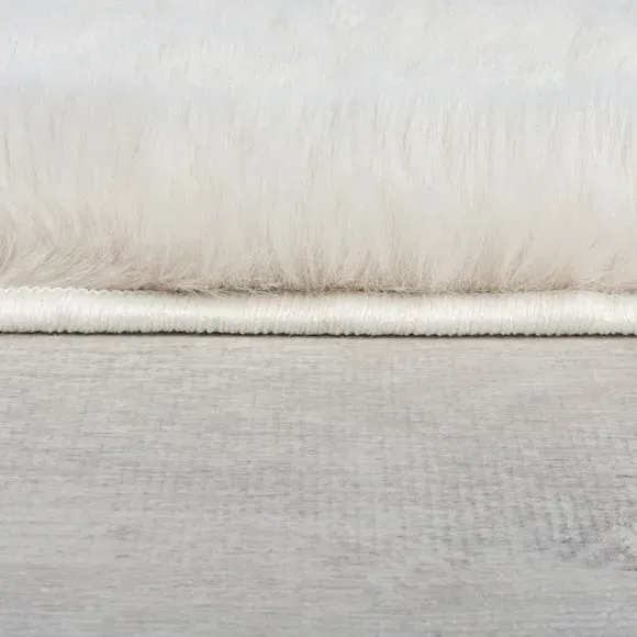 Shaggy Faux Fur Rug - Cream, Polyester