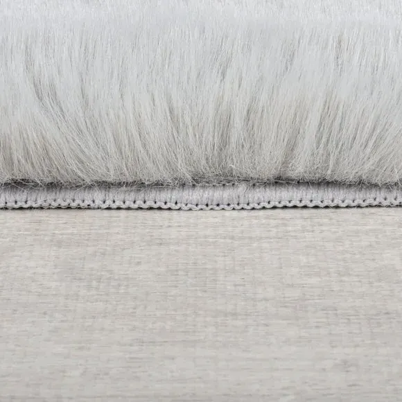 Shaggy Faux Fur Rug - Grey, Polyester