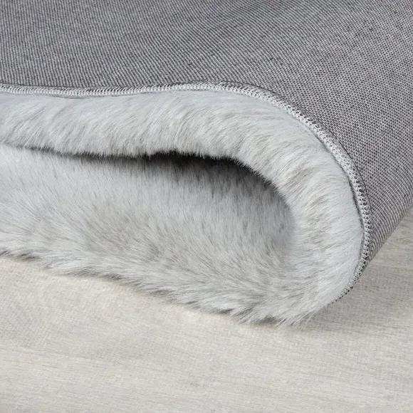 Shaggy Faux Fur Rug - Grey, Polyester