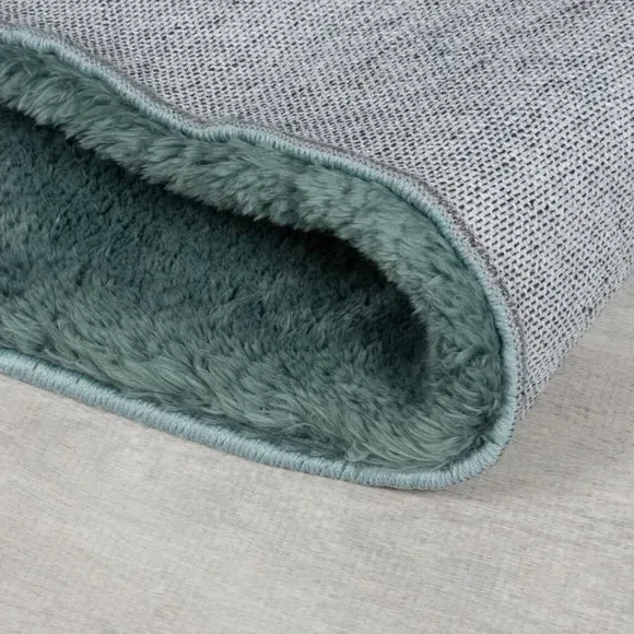 Shaggy Faux Fur Rug Machine Washable - Blue