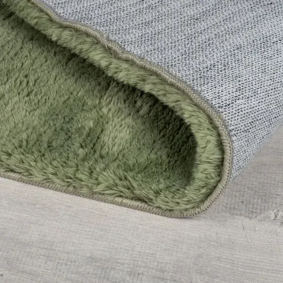 Shaggy Faux Fur Rug Machine Washable - Green