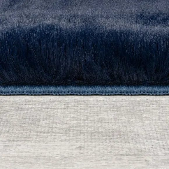 Shaggy Faux Fur Rug - Navy Blue, Polyester