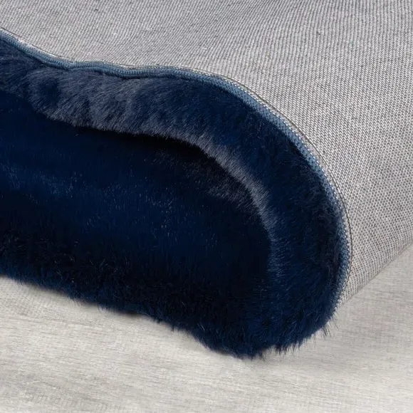 Shaggy Faux Fur Rug - Navy Blue, Polyester