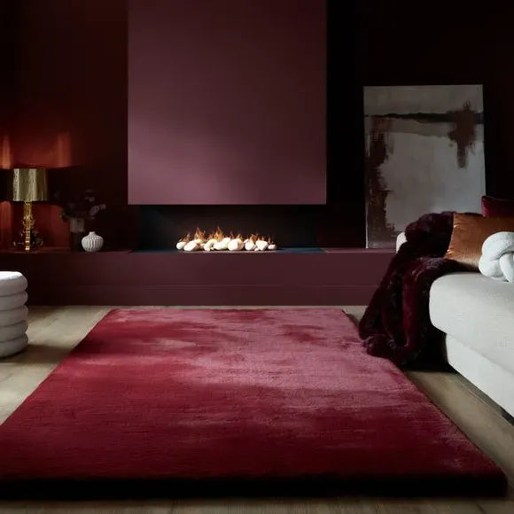 Shaggy Faux Fur Rug - Red, Polyester