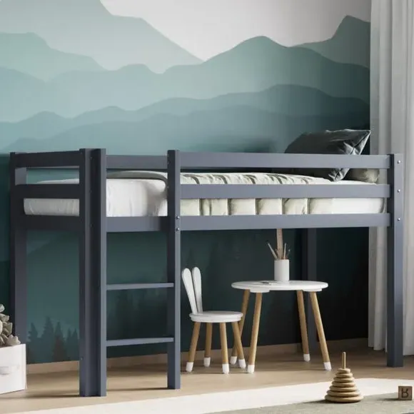 Shorty Midsleeper Bed Frame - Grey, Pine