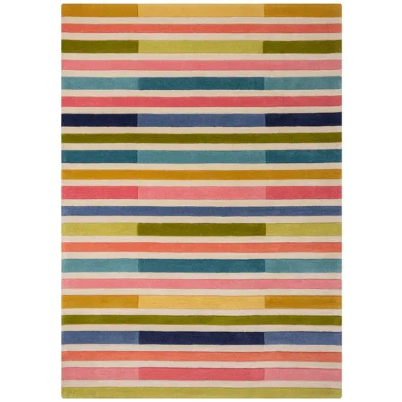 Striped Area Rug Hand Tufted - Pink, Wool