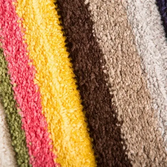Striped Rug Hand Carved - Multi-Colour, Polypropylene
