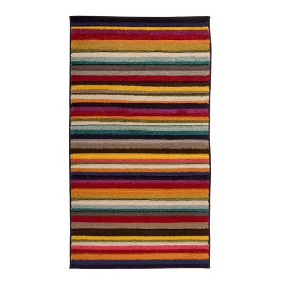 Striped Rug Hand Carved - Multi-Colour, Polypropylene