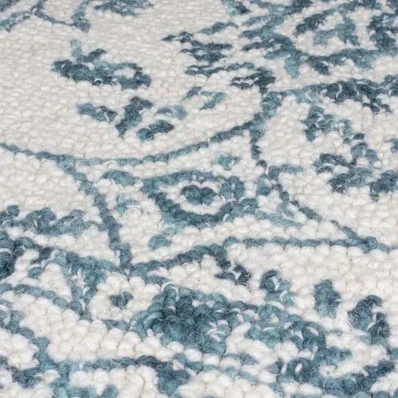 Traditional Floral Rug - Blue, Wool