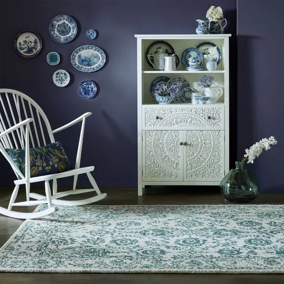 Traditional Floral Rug - Blue, Wool