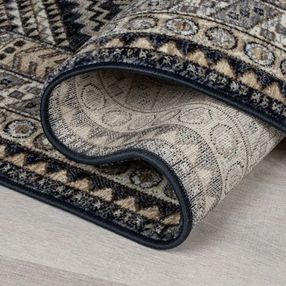 Traditional Rug with Fringe - Blue, Polypropylene