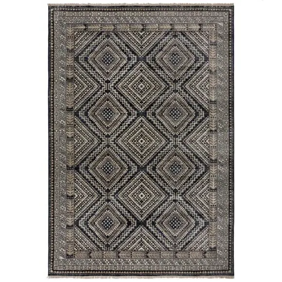 Traditional Rug with Fringe - Blue, Polypropylene