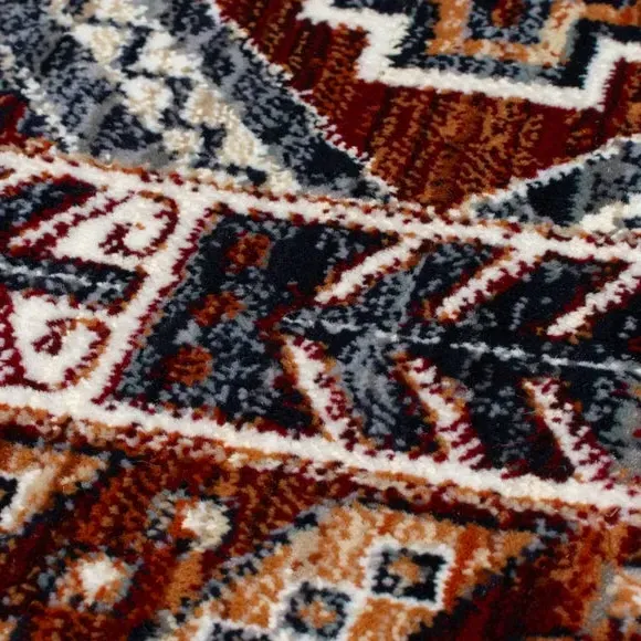 Traditional Rug with Fringe - Red, Polypropylene