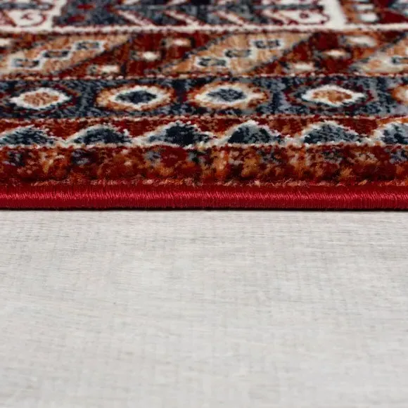 Traditional Rug with Fringe - Red, Polypropylene
