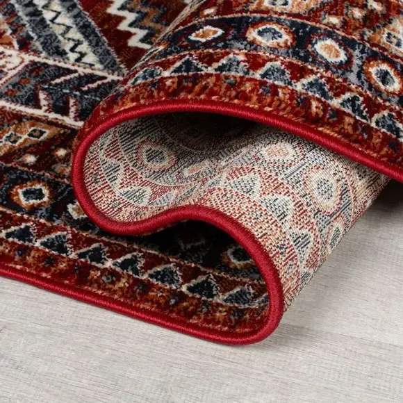 Traditional Rug with Fringe - Red, Polypropylene