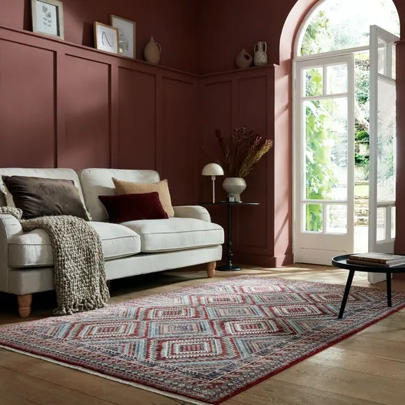 Traditional Rug with Fringe - Red, Polypropylene