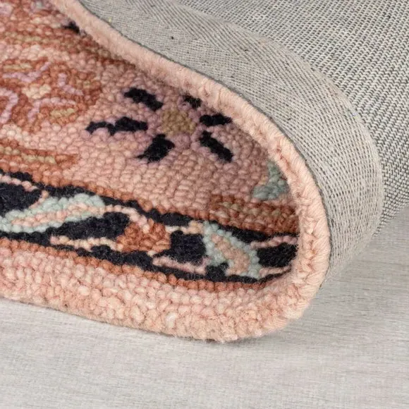 Traditional Wool Rug - Pink, Hand Tufted
