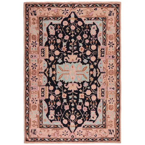 Traditional Wool Rug - Pink, Hand Tufted